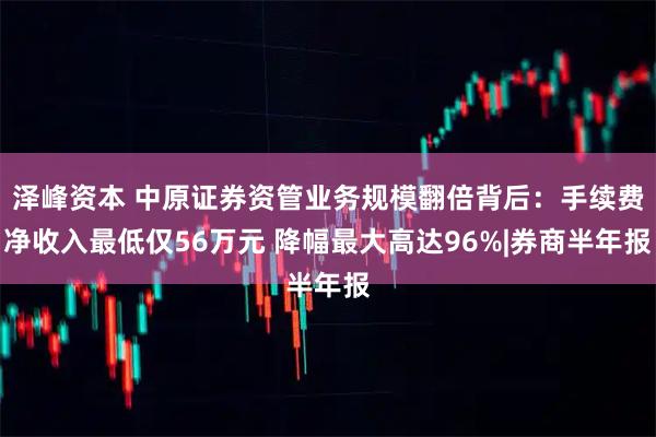 泽峰资本 中原证券资管业务规模翻倍背后：手续费净收入最低仅56万元 降幅最大高达96%|券商半年报