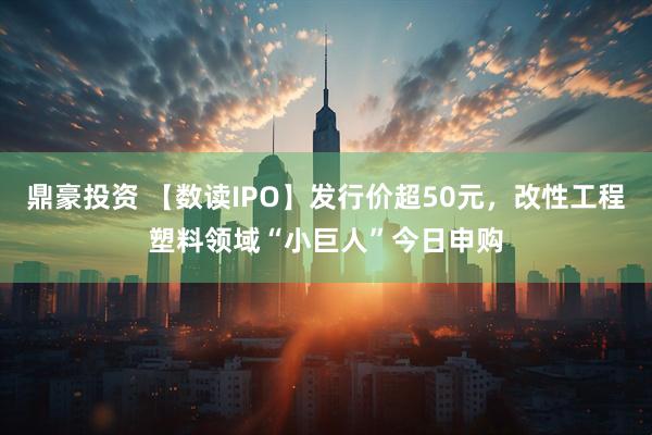 鼎豪投资 【数读IPO】发行价超50元，改性工程塑料领域“小巨人”今日申购