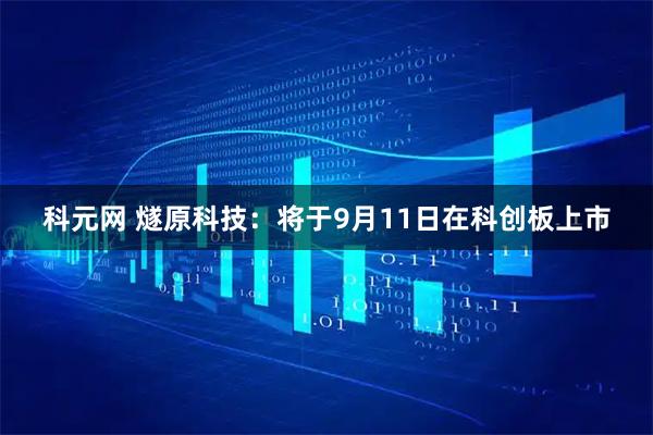 科元网 燧原科技：将于9月11日在科创板上市